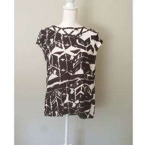 Ella Moss Black and White Top With Cut Outs Size S